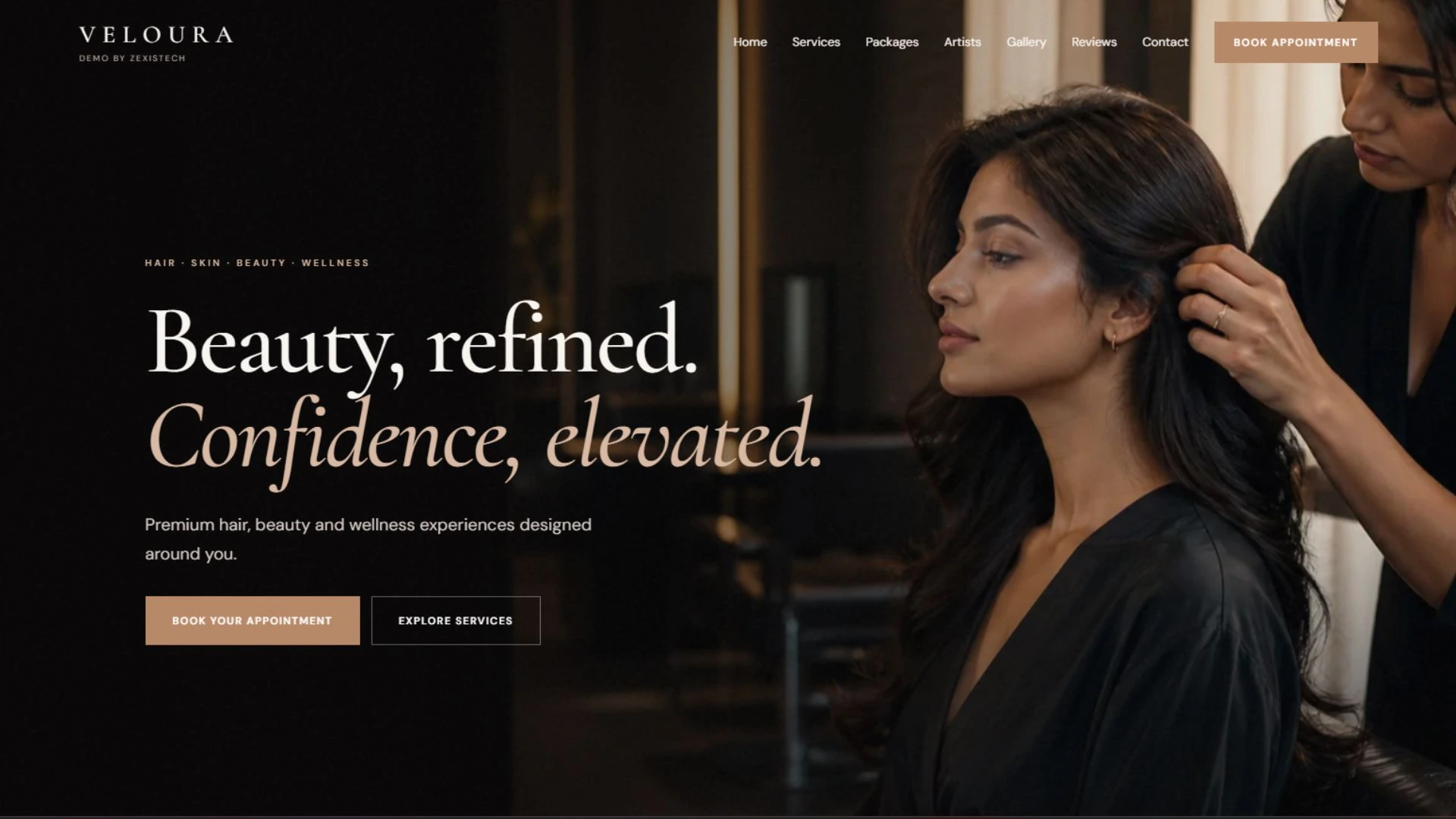 VELOURA beauty & wellness website preview